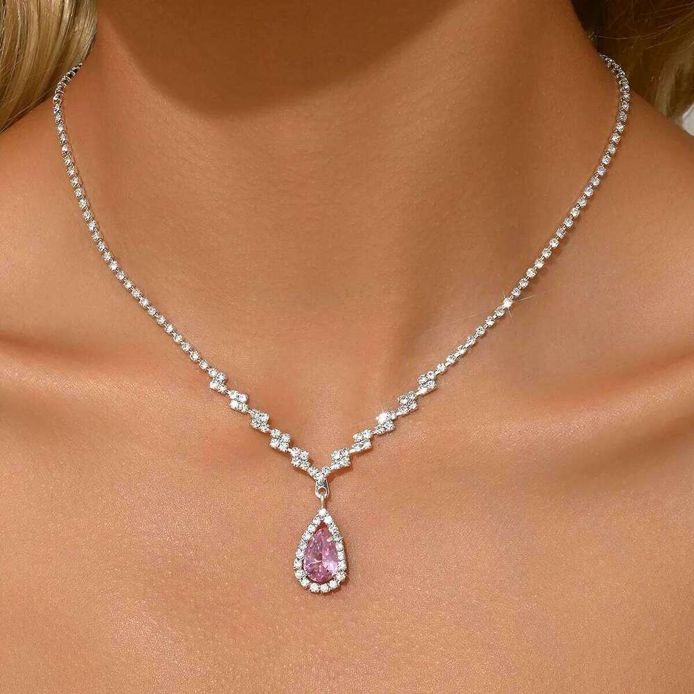 Fashionable, light luxury, minimalist, popular jewelry, short necklaces, rhinestones, hot selling wedding women's jewelry Z260313