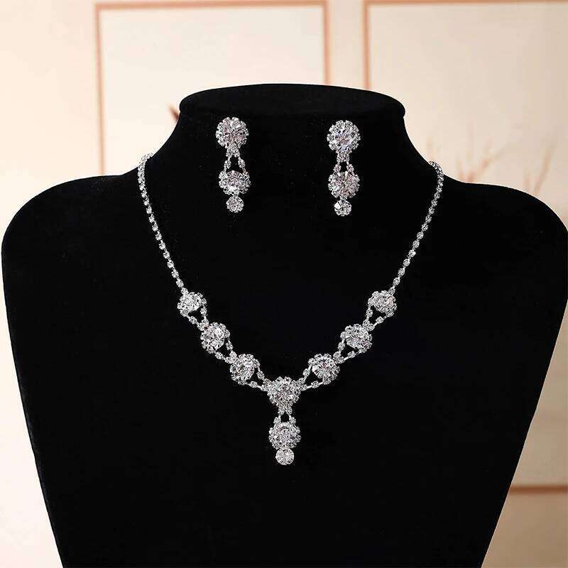 White Pendant Set Women's Dress Accessories Wedding Jewelry Two Sets Necklace Earrings Z260313