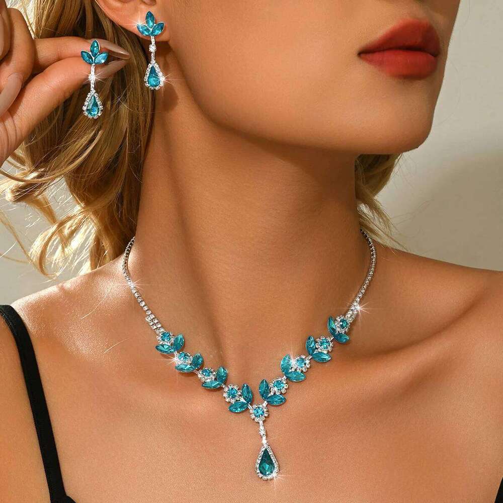 European and American Cross border New Products Sunflower Colorful Necklace Earrings Wedding Banquet Versatile Set Z260313