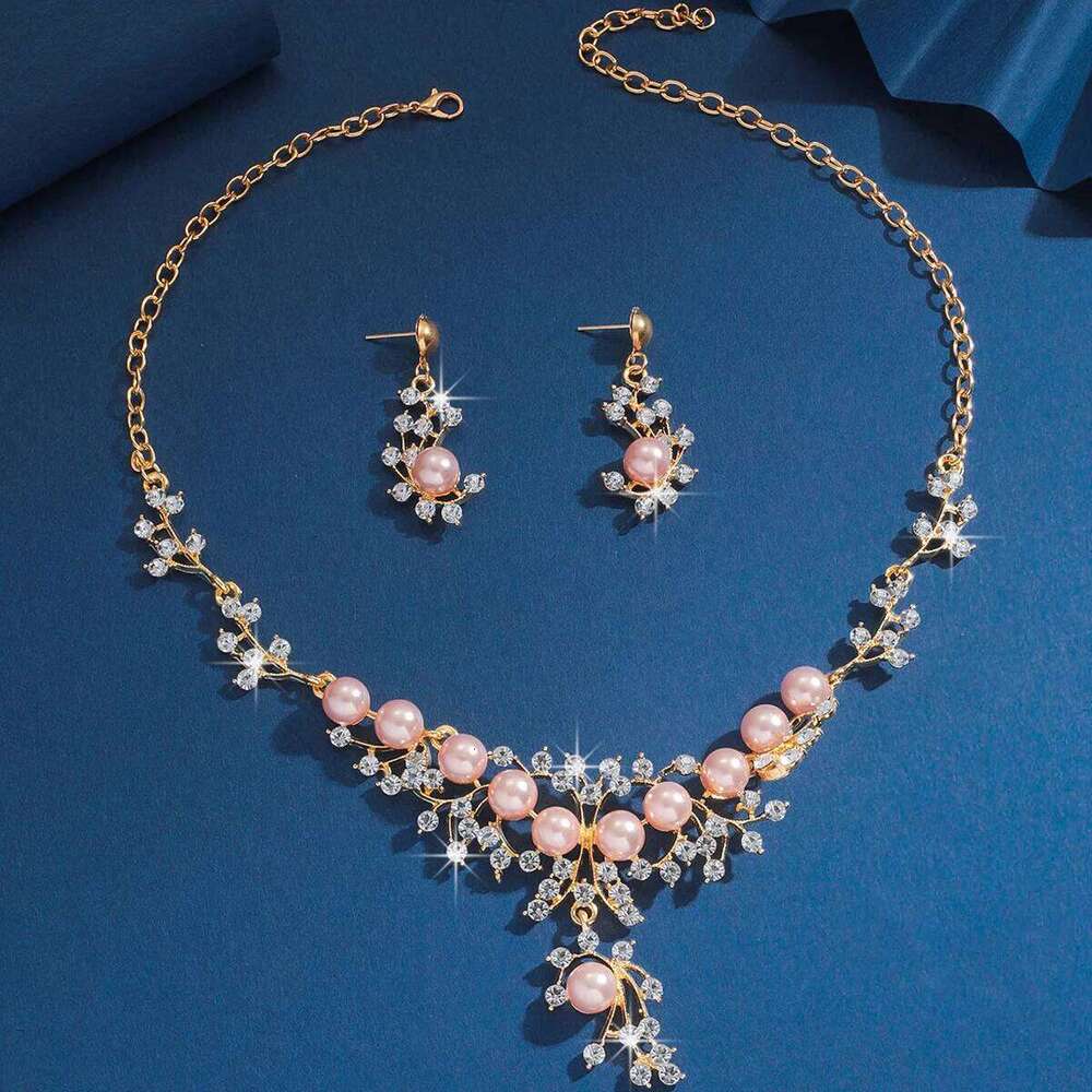 3 pcs jewelry set with artificial pearl decorative necklace and earrings, suitable for women to attend parties Z260313
