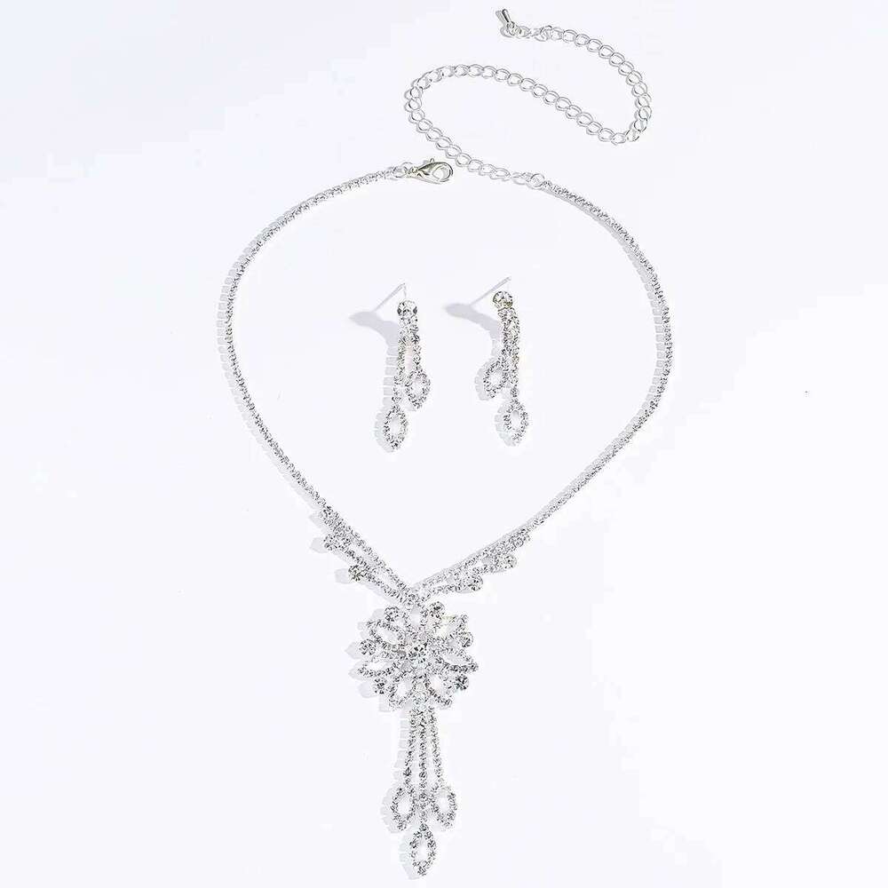 3PC Women's Fashion Flower Tassel Necklace Earring Set, Suitable for Wedding, Party, and Festival Gifts Z260313