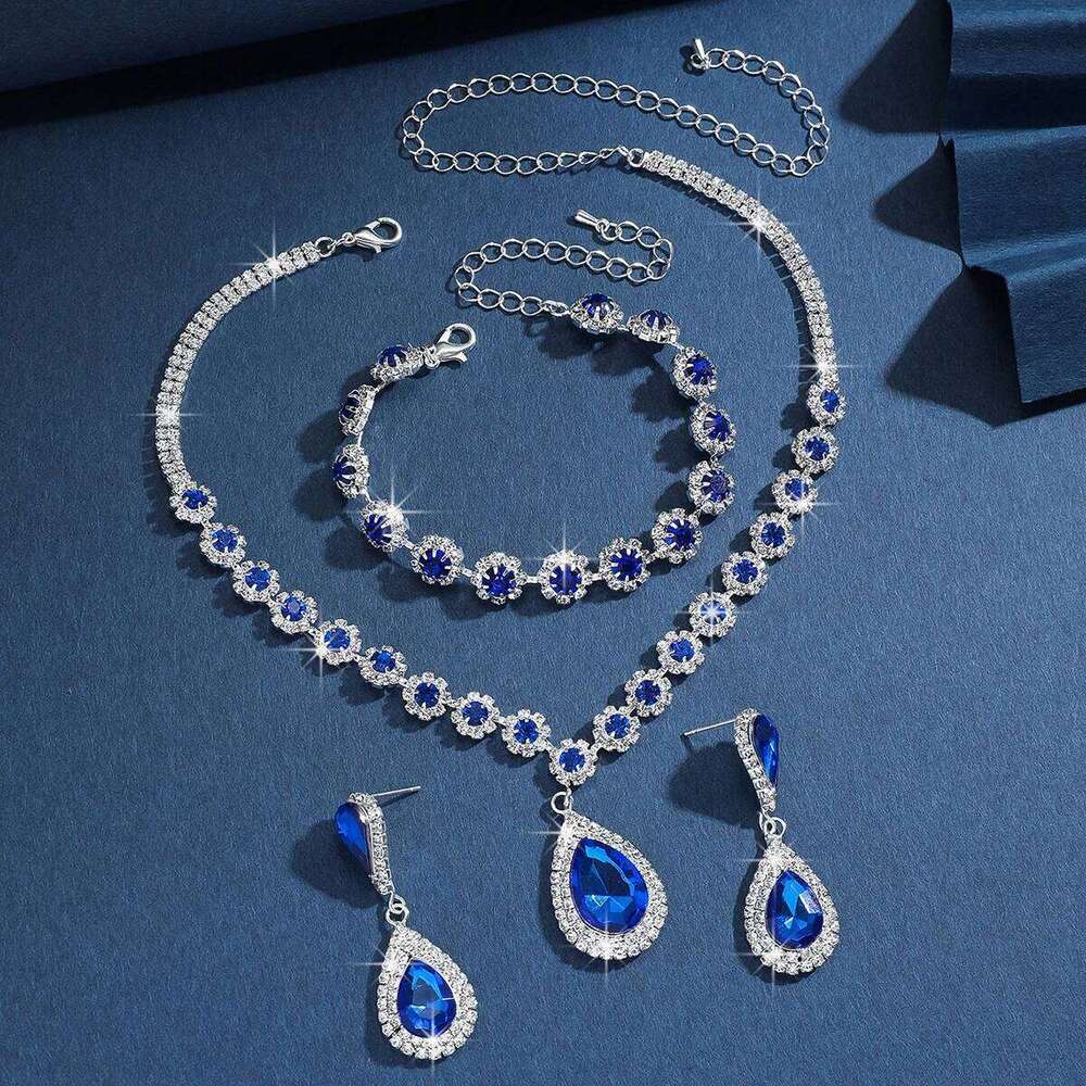 Fashionable geometric sunflower design set, dazzling light luxury jewelry set for women Z260313