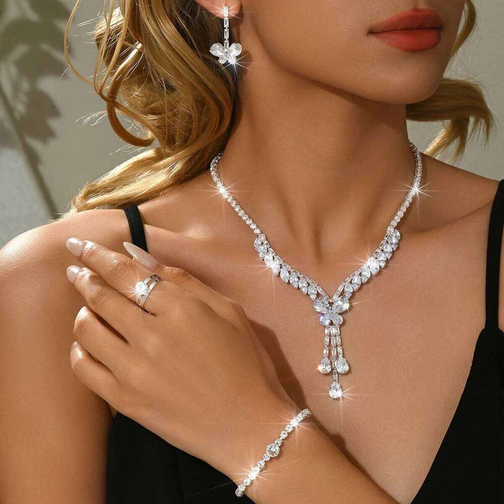 High end, suitable for various banquet trends, versatile rings, bracelets, earrings, necklaces, four piece set Z260313