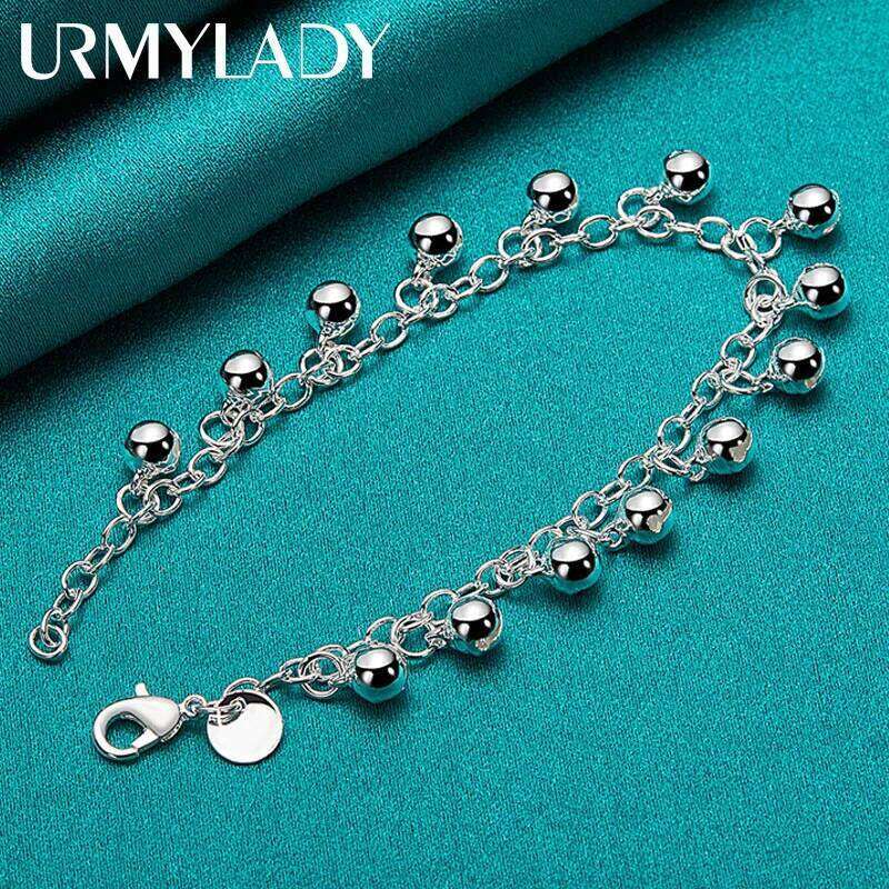 URMYLADY 925 Sterling Silver Bells Bracelet For Women Wedding Party Fashion Charm Jewelry Z260313