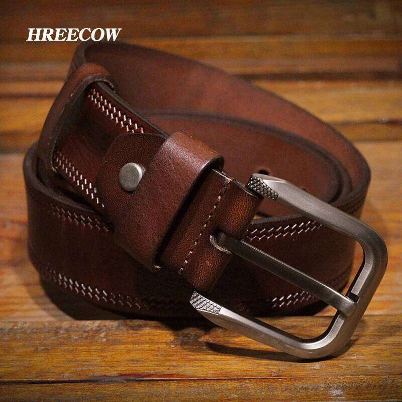 3.8CM Mens Cowskin Belts Luxury Full Grain Cowhide Genuine Leather Belt High Quality Pin Buckle Strap For Jeans Ceintures Cintos Z260226
