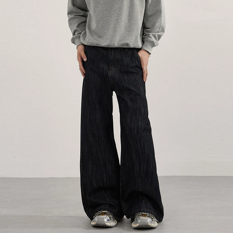 IEFB High Street Mens Denim Pants Solid Color Casual All-match Straight-leg Washing Bottom Loose Male Wide Leg Jeans 9X1447 260311