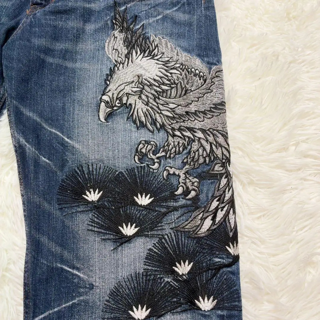 Y2K Gothic Japanese Loose Jeans Men Women Dragon Phoenix Retro Jeans Streetwear Wide Leg Pants 260311