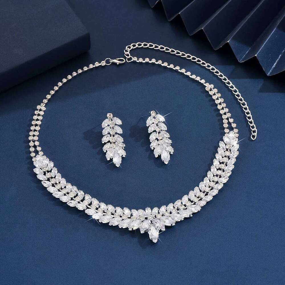 3PC Women's Fashion Zircon Water Drop Necklace Earrings Jewelry Set Light Luxury Wedding Party Festival Gift-8564 Z260313