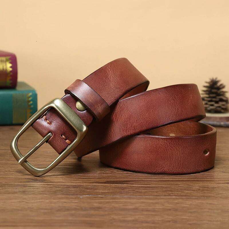 3.3CM Fashion High Quality Genuine Leather Belt Luxury Belts Men New Copper Buckle Strap Male Jeans For Man Cowboy Z260226