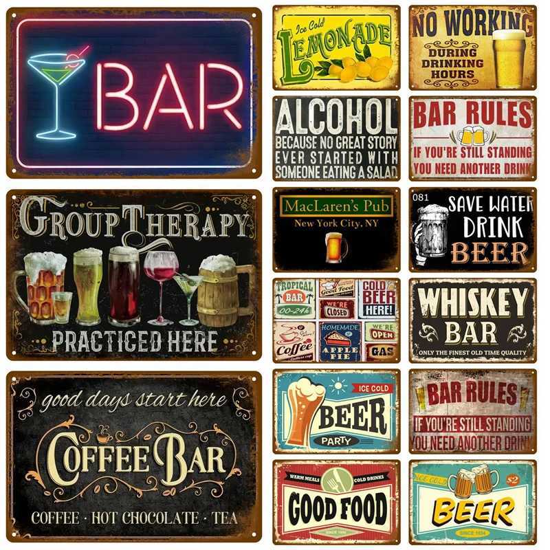 Vintage Tin Sign Home Decor Items Wall Decor Art Wall Mural Room Decoration Items Decor Men Retro Metal Sign Plate Bar Posters D260314