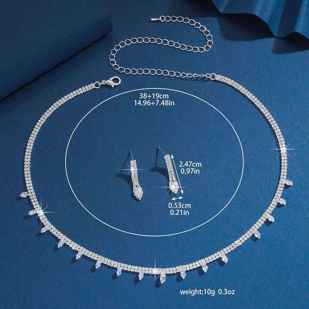 Europe America's best-selling rhinestone tassel simple and elegant necklace set, bridal jewelry, wedding jewelry Z260313