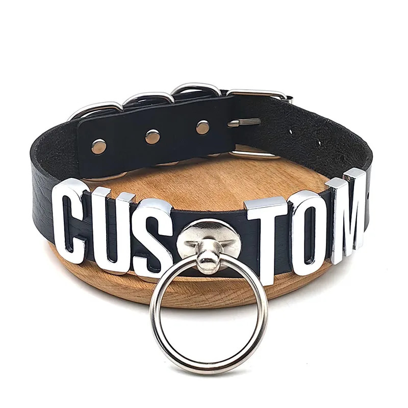 Sexy Punk Large Ring Pendant Customized Letters Collars Choker Necklace DIY Personalized Buckle Hoop Chocker Jewelry Cosplay 260312