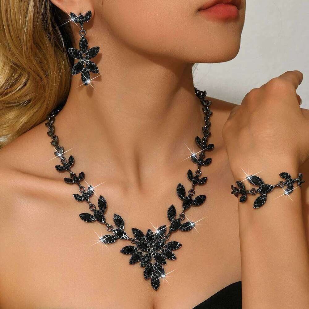 European and American necklace, earring, bracelet, three piece set, high-end bride dress accessories, cross-border exclusive Z260313