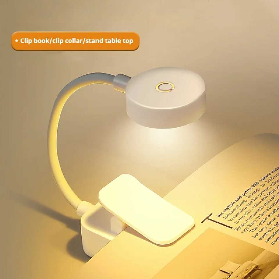 Mini Clip Book Lamp LED Table Lamp Eye Protection 3 Colors Battery Powered USB Night Light Portable Bedside Student Reading Lamp Y260314