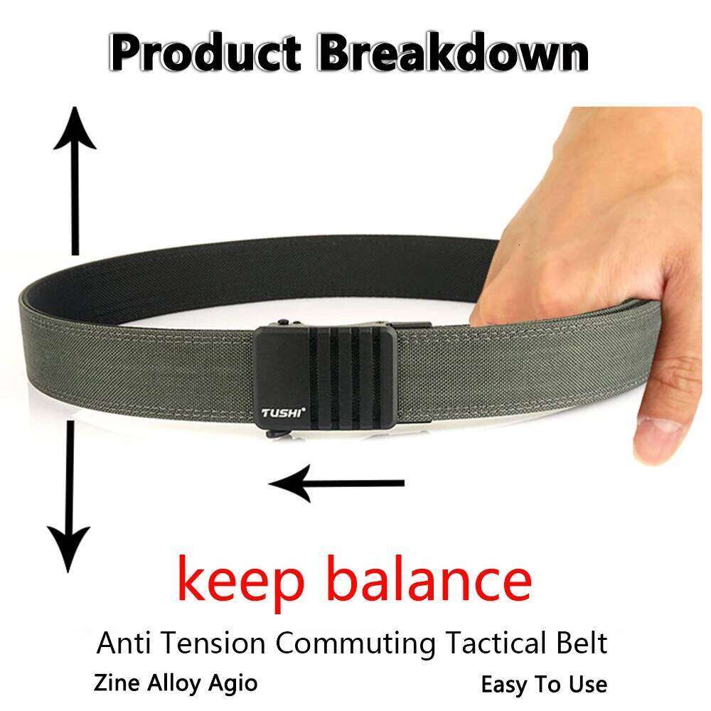 TUSHI Stylish for Men Metal Automatic Buckle Tight Nylon Military Stiff Work Belt Rigid Casual Girdle Male Z260226