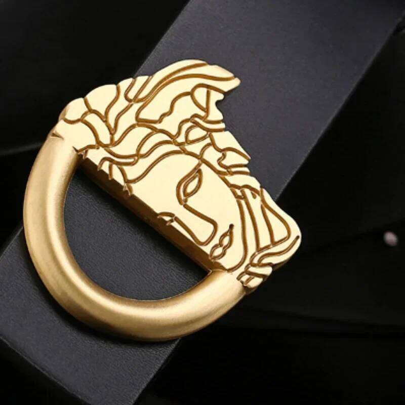 Trendy High-quality Yellow Half Face Buckle Casual Versatile Business Suit Men's Belt The Best Gift for Men Z260226