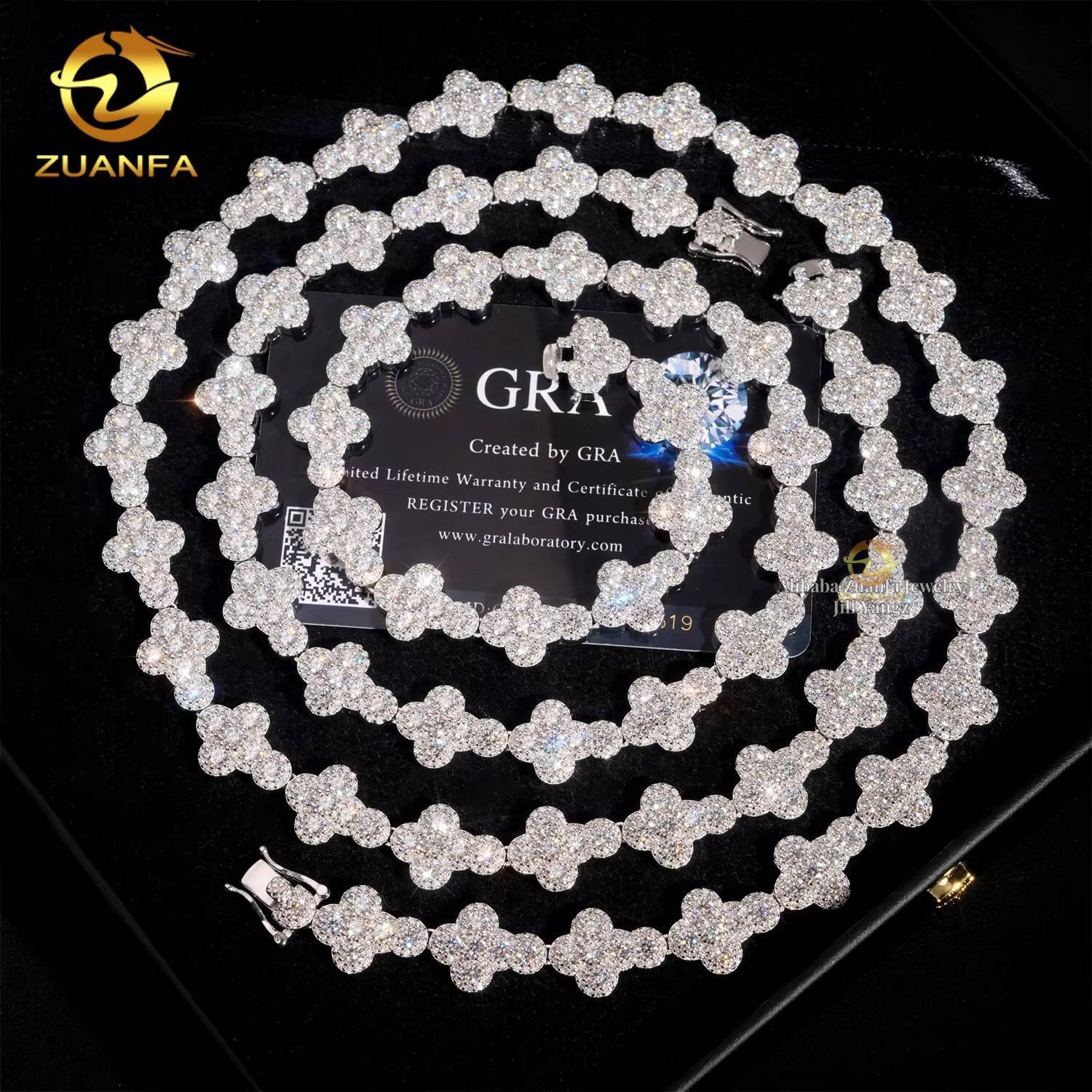 Popular Style 13mm Cross Chain Necklace Cuban Links 100 Percent Moissanite Chain Cuban Iced Out Necklace GRA Certificate