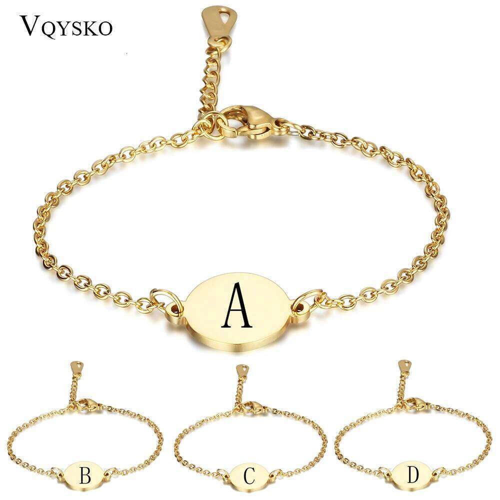 Customized Initial Letter Bracelets For Women Valentine Gift Gold Color Stainless Steel Chain Jewelry Pulseras Mujer Adjustable Z260313