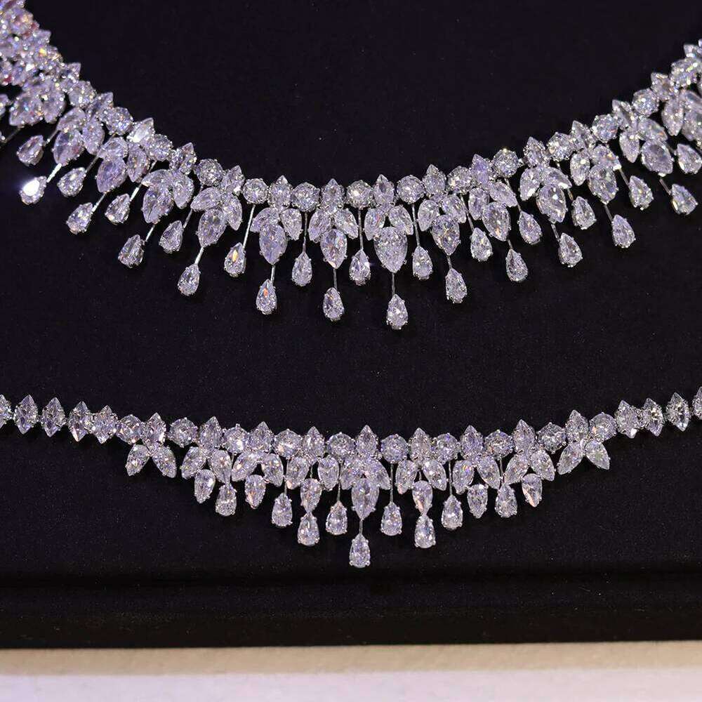 Sparkling Bridal Necklace Full Zircon Jewelry Sets For Women Party, Luxury Dubai Nigeria Wedding Bridesmaids Accessories Z260313