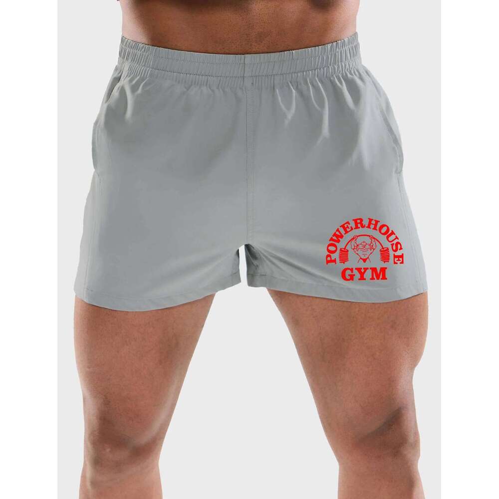 Elegant men's shorts with weightlifting font print, comfortable breathable, suitable for fitness and exercise Z260314