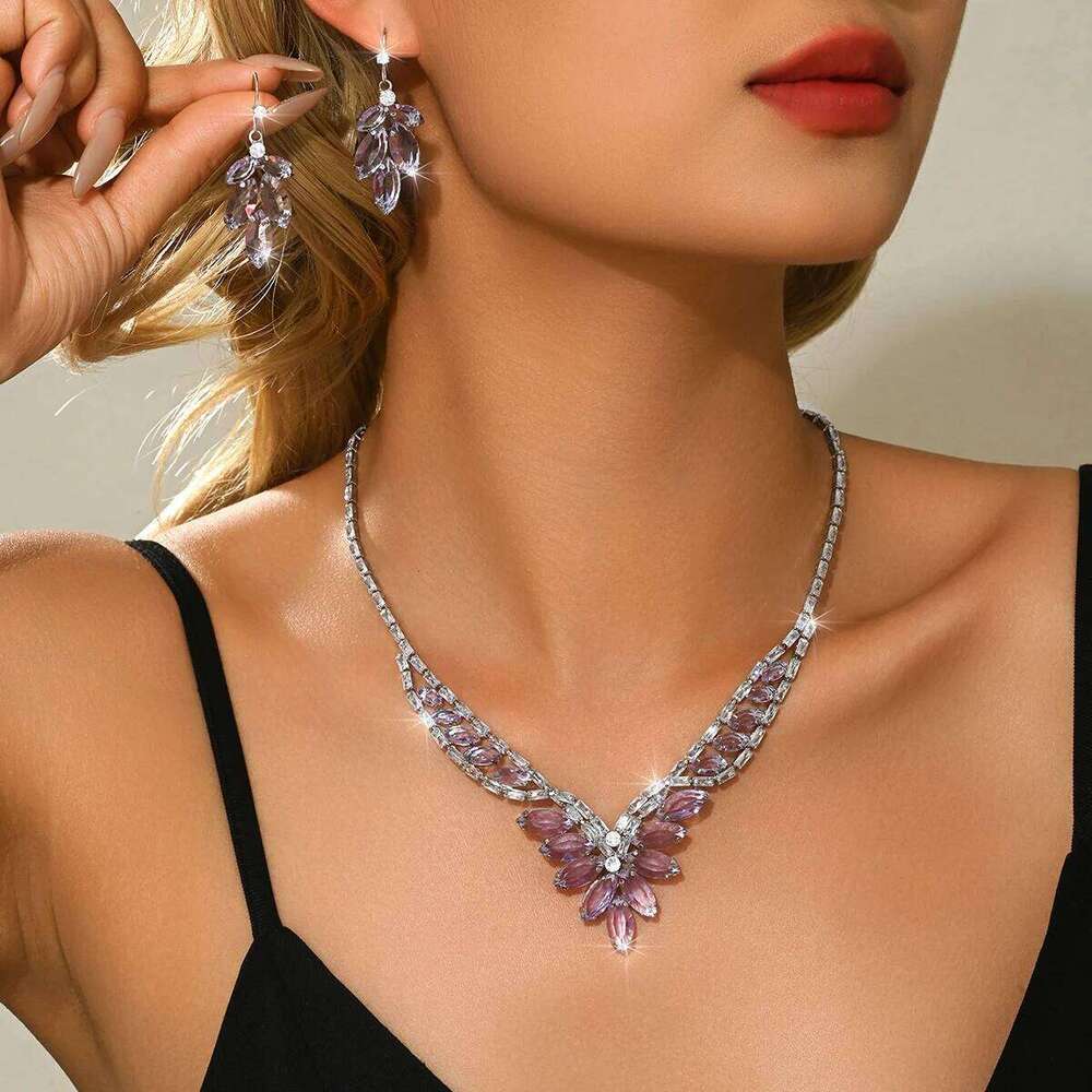 French high-end socialite style dinner party wedding dress versatile necklace earrings two-piece set with accessories Z260313