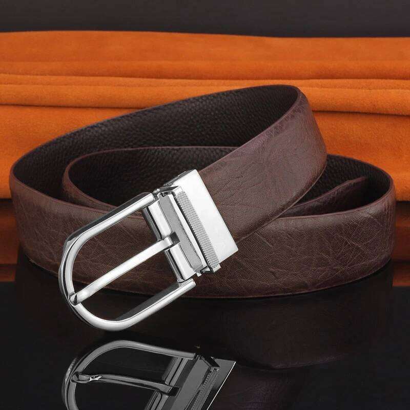 Classic Fashion Pin Buckle 3.3cm Belts Genuine Leather High Quality Waistband For Male Casual Young Men Cowhide Waist Strap Z260226