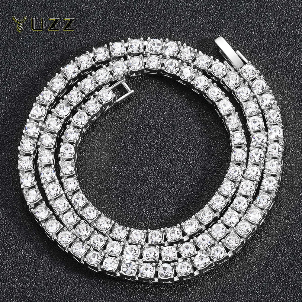 Hip Hop 5MM Tennis Chain Iced Out Bracelet Necklace Men Fashion Silver Color Tennis Jewelry Chains Women 20inch Choker Punk Gift 260312
