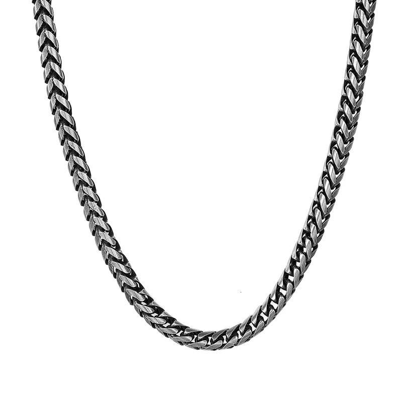 MKENDN Vintage Oxidized Cool Curb Cuban Chain Necklace for Men Stainless Steel Punk Rock Antique Cubic Foxtail Chain Male Gifts 260312