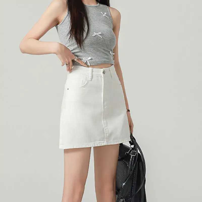 Spicy Personali High Waist Denim Skirt Womens Spring Summer New Versatile Slimming A-Line ort Skirt M260314