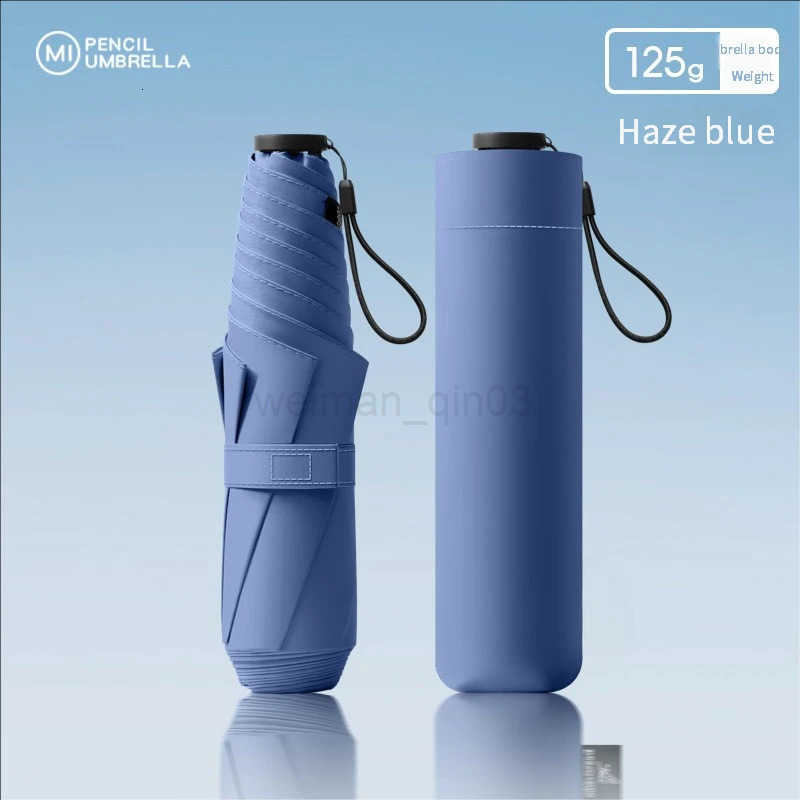 125g Japanese ultra-light portable sun umbrella sun protection and ultraviolet rain dual-purpose 3-fold 6-bone pencil umbrella f H260314