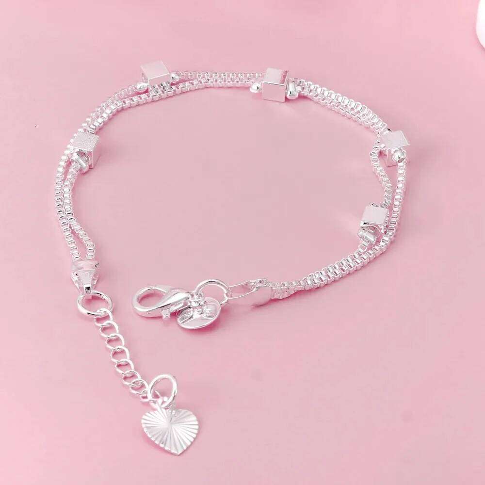 NEW Fine Original luxury 925 sterling silver charm chain Bracelets for women party Wedding engagement Jewelry gifts 20cm Z260313