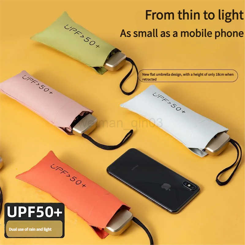 Ultra Light Small Mini Women Five Fold Umbrella Sun Proof Sun Proof Anti UV Sun Rain Dual Use Umbrella Thick Black Glue Pocket S H260314