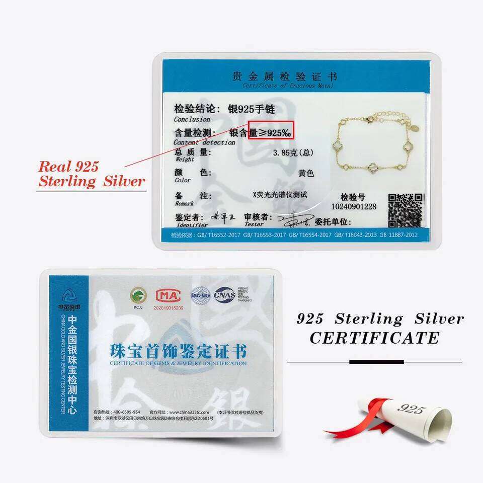 EFFIE QUEEN Chic 925 Sterling Silver White Shell Four-Leaf Clover Bracelet Lucky Symbol Romantic Gift for Casual Wearing GMB68 Z260313