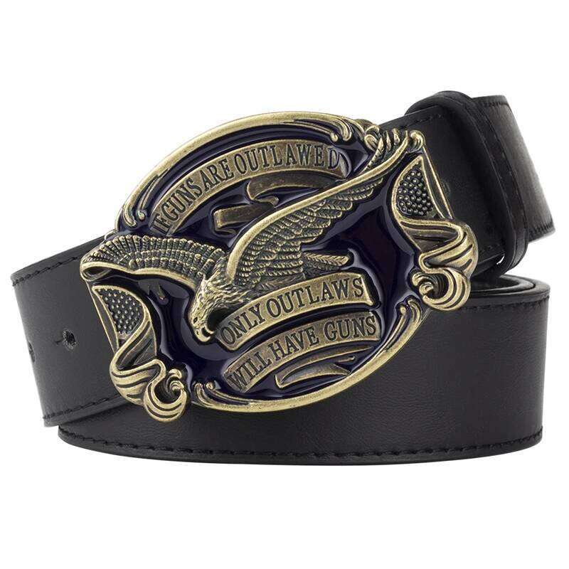 US Badge Belt Guns Freedom Men Leather Belts Metal Buckle Z260226