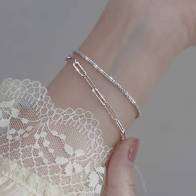 Fashion 925 Sterling Silver Sparkling Bracelets for Women Girls Korean Double Layered Starry Sky Bracelet Party Jewelry Z260313