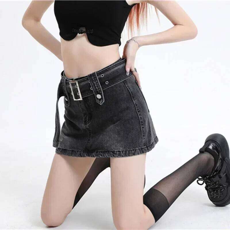 Women High Waist Grunge Harajuku Jeans Girls Y2k Clothes Denim Mini Dress Female Goth Blue Black Coquett A Line Skirts Z260314