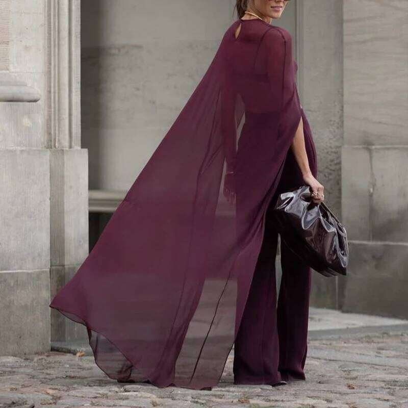 Combhasaki Womens High Low Polka Dot/Solid Color Sheer Cover-ups Summer Holiday O Neck Cape Blouse Female Jacekt Long Party Tops