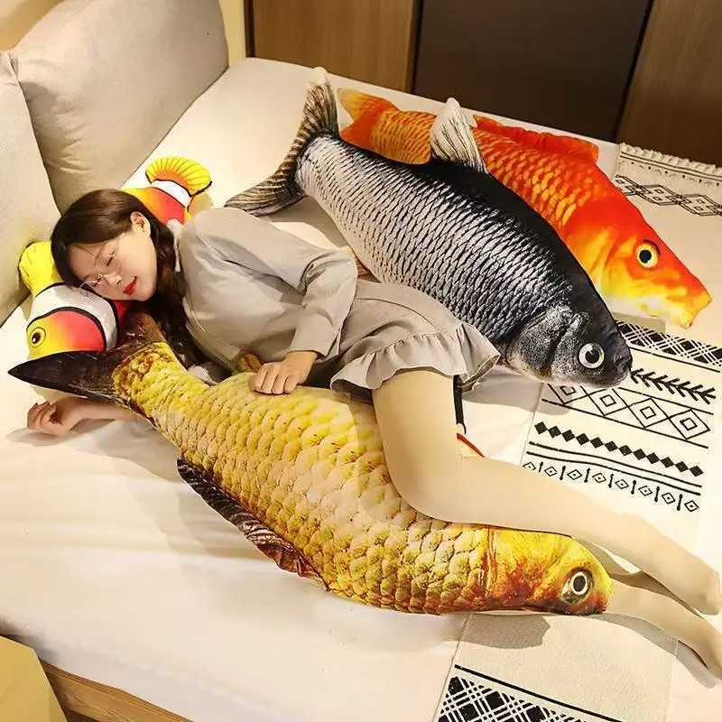 30-100cm Simulation Funny Fish Plush Toys Stuffed Soft Animal Carp Plush Pillow Creative Sleep Cushion for Kids Girls Xmas Gift Y260314