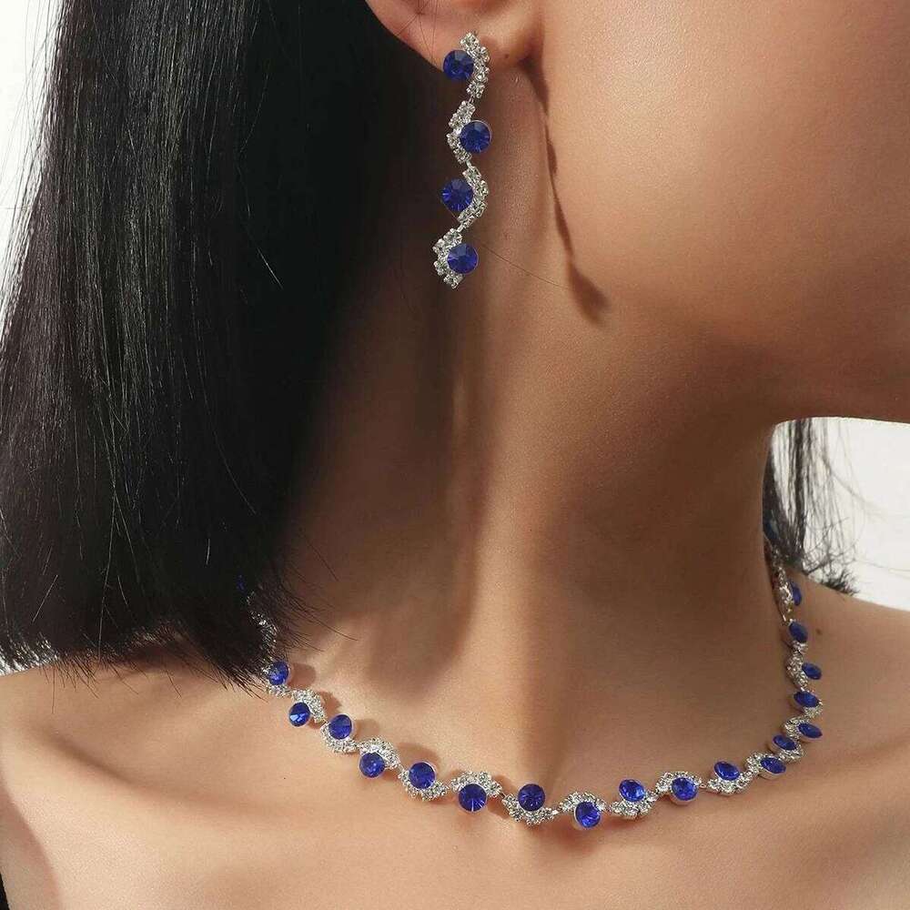 3pcs Rhinestone Flower Decor Necklace & Drop Earrings Jewelry Set Wedding Series Dating Accessories Z260313