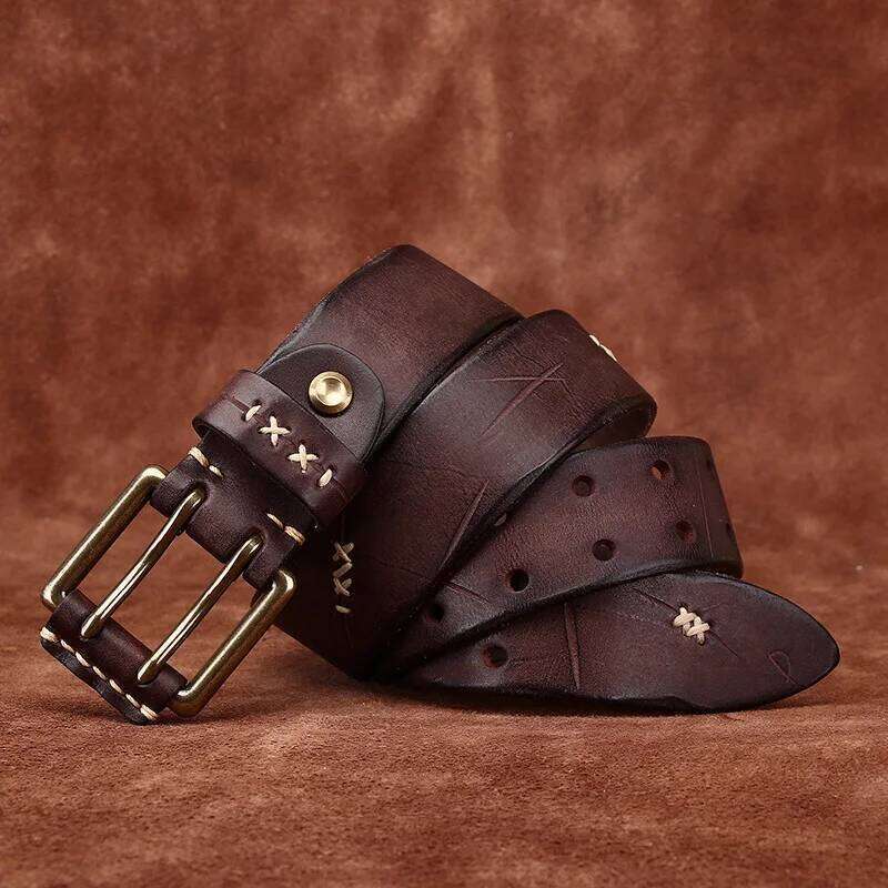 3.8CM High Quality Genuine Leather Brass Buckle Belt Luxury Belts Men Pure Cowskin Fashion Strap Male Jeans for Man Z260226