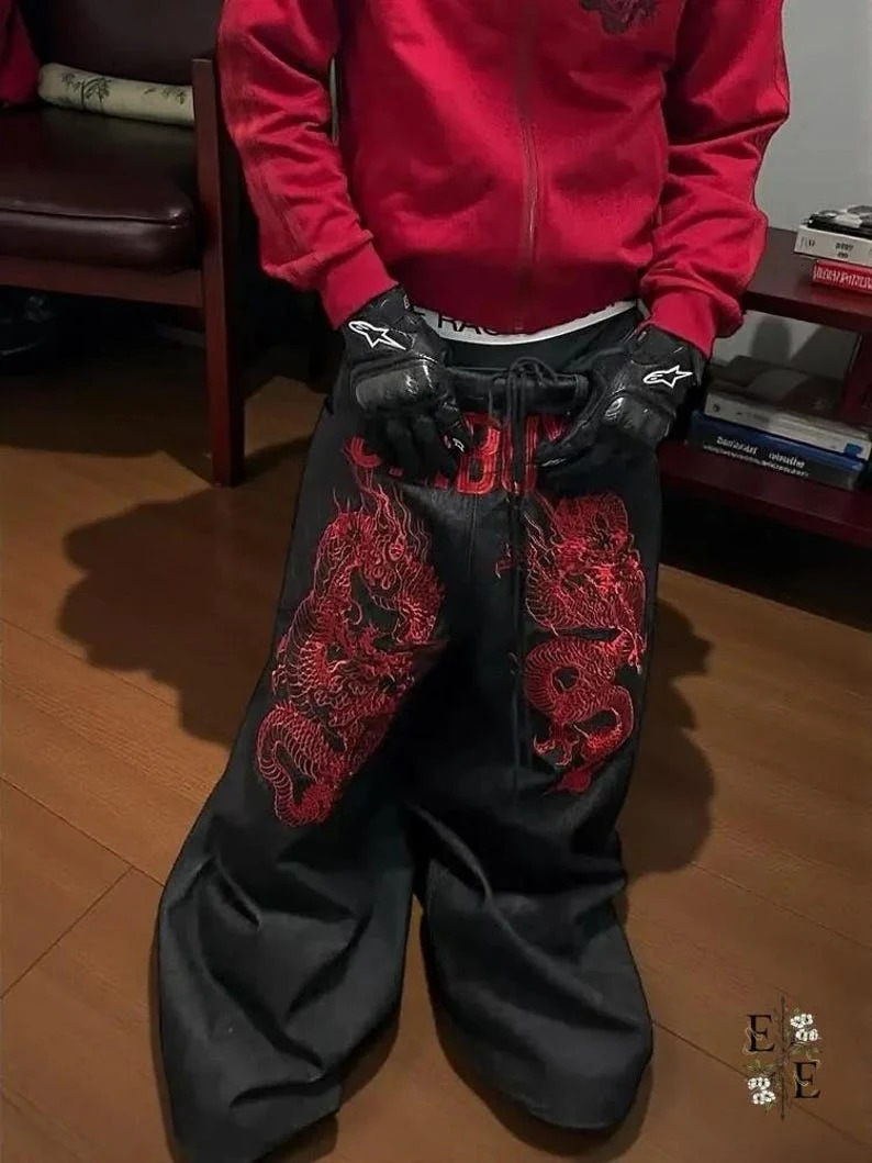 Y2K Striped Stitching Hole Jeans Mens Retro American High Street Straight Pants Fashion Washed Baggy Leisure Skateboard Pants 260311