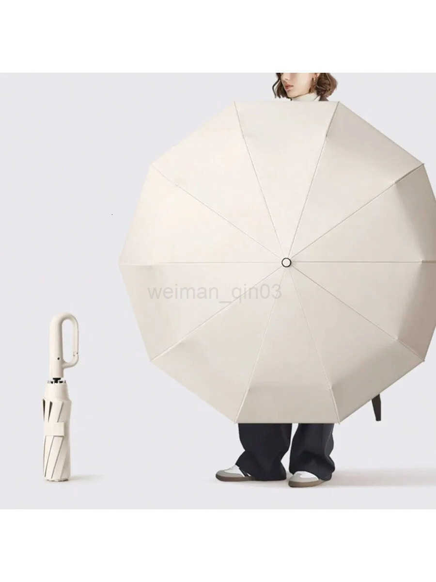 27-inch ring buckle triple folding umbrella fully automatic umbrella double folding business umbrella increased wind resistance H260314