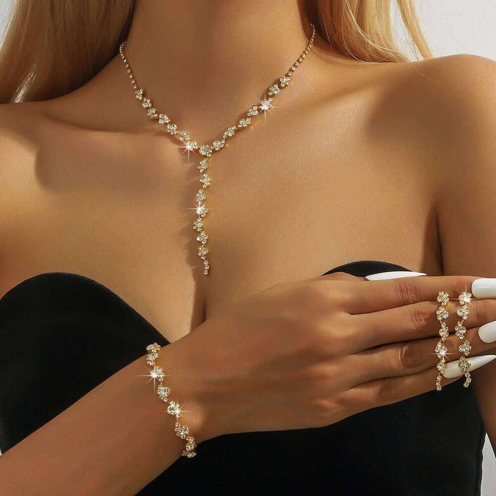 4PC Women's Fashion Geometric Flower Necklace Earrings Bracelet Jewelry Set Wedding Party Festival Gift-8073 Z260313