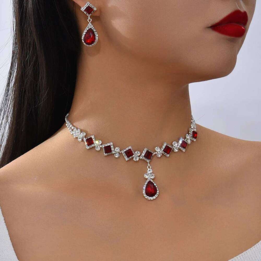 3PC Women's Fashion Trendy Claw Chain Geometry Water Drop Necklace Earrings Jewelry Set Wedding Banquet Party Holiday Gift Z260313