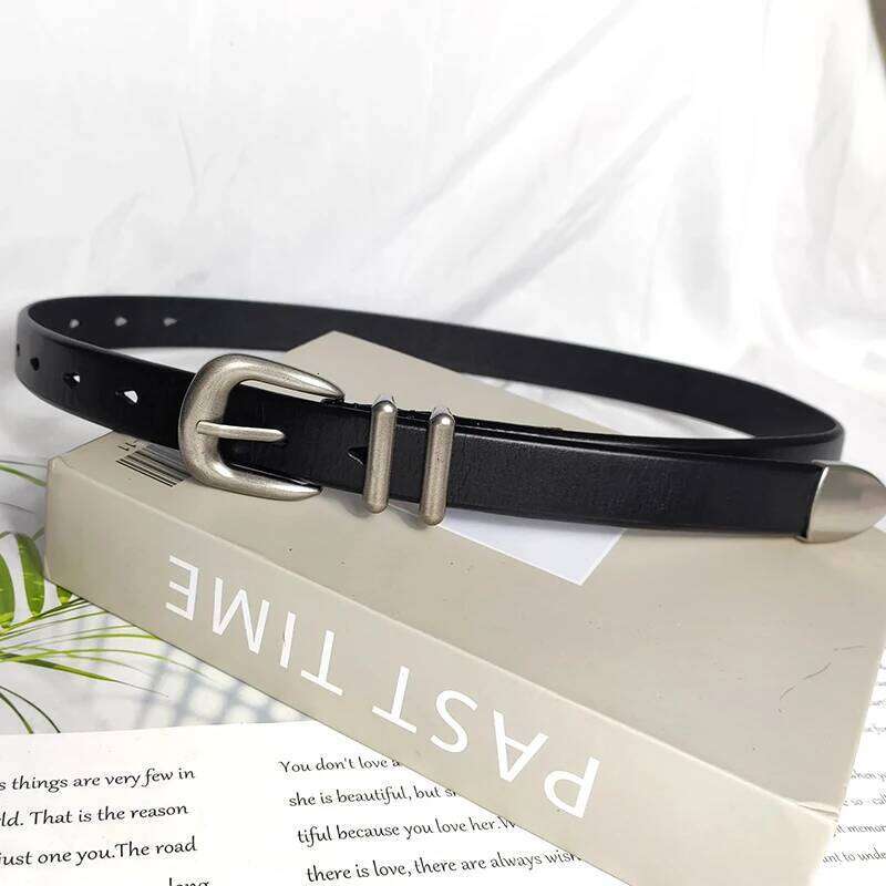 Simple Design Women Full-grain Leather Belts Men Jeans Silver Metal Buckle Ceintures Real Cowskin Adult Unisex Cinto Belt Z260226