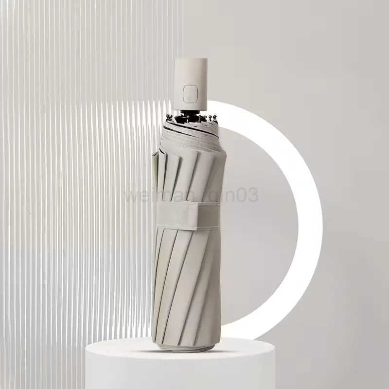 16-Bone Automatic Umbrella - Windproof Double-Layer Glass Fiber Frame UPF Sun Protection Shade Umbrella Portable Minimalist H260314