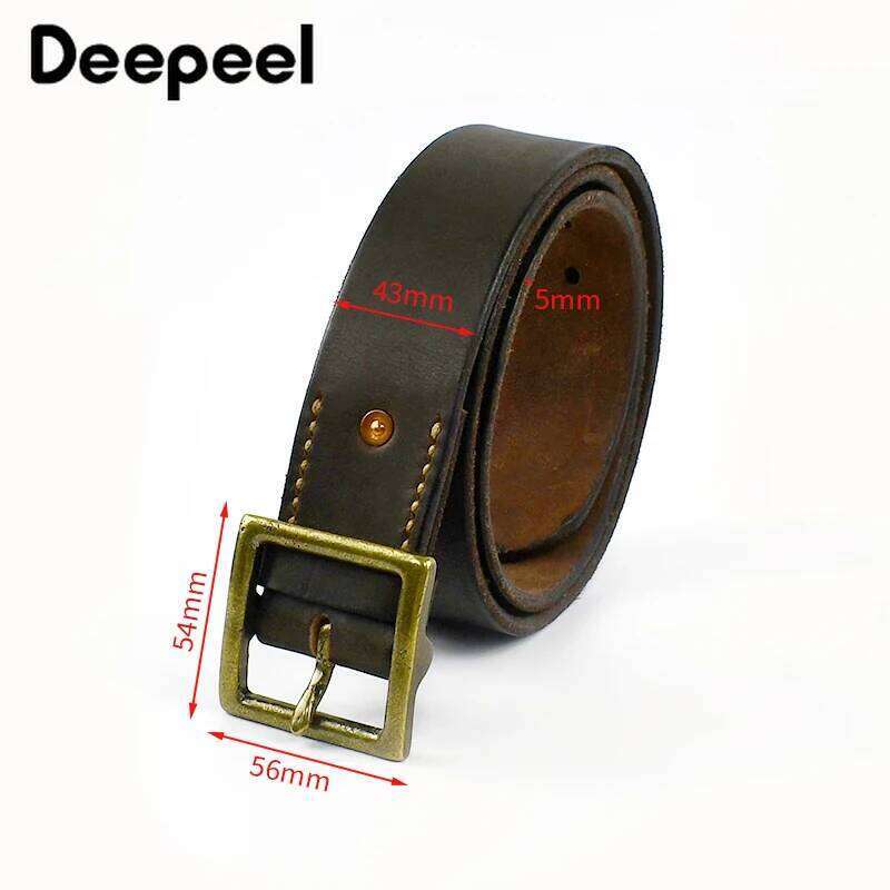 Deepeel 38/43mm Fashion Perforated Belt Genuine Leather Belts for Men High Quality Vintage Pin Buckle Jeans Waistband Accessory Z260226
