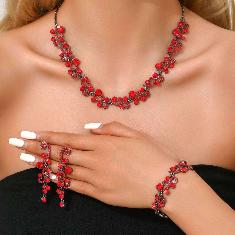 Fashionable and high-end necklace, wedding bridal gown, accessories, earrings, bracelet, light luxury three piece set Z260313