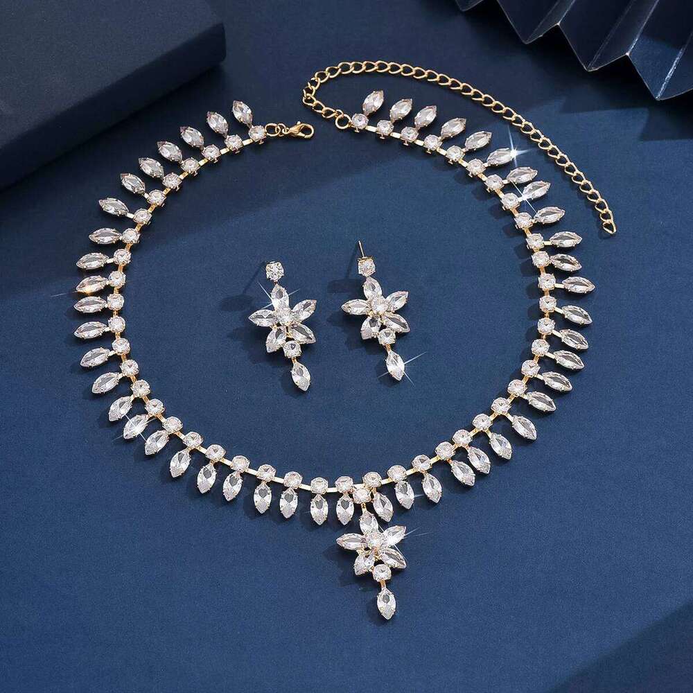 3PC Women's Fashion Zircon Series Flower Necklace Earrings Jewelry Set Suitable for Wedding, Party, Festival Gifts-8565 Z260313