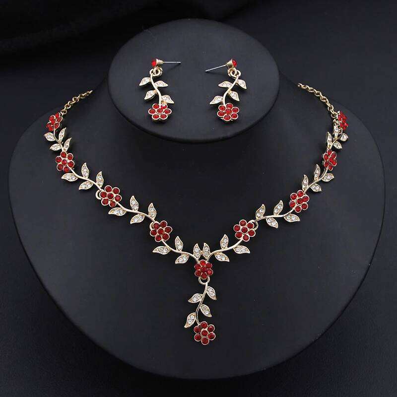 Fashion Pendants Earrings Sets for Women Flower Jewelry Bridal Wedding Choker Necklace Set Accessories Z260313